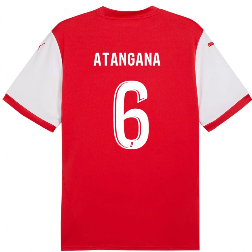 Danxen Barn Valentin Atangana #6 Röd Vit Hemmatröja Matchtröjor 2024/25 Tröjor T-Tröja