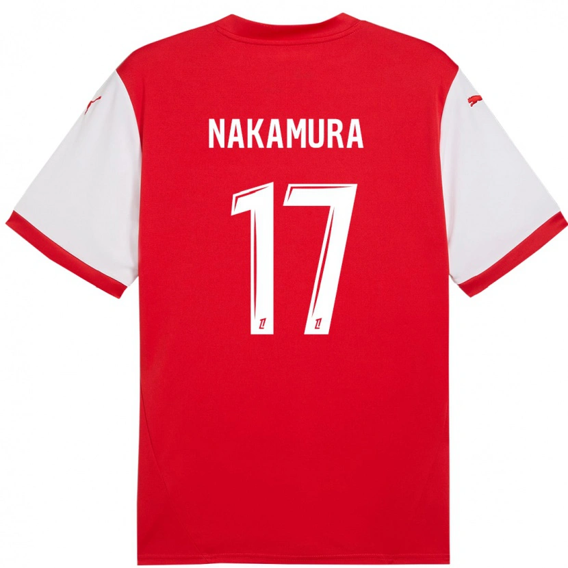 Danxen Barn Keito Nakamura #17 Röd Vit Hemmatröja Matchtröjor 2024/25 Tröjor T-Tröja