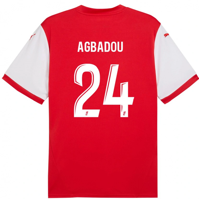 Danxen Barn Emmanuel Agbadou #24 Röd Vit Hemmatröja Matchtröjor 2024/25 Tröjor T-Tröja