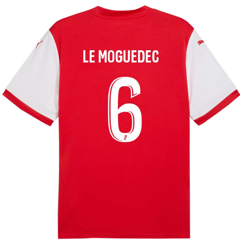 Danxen Barn Anaële Le Moguédec #6 Röd Vit Hemmatröja Matchtröjor 2024/25 Tröjor T-Tröja