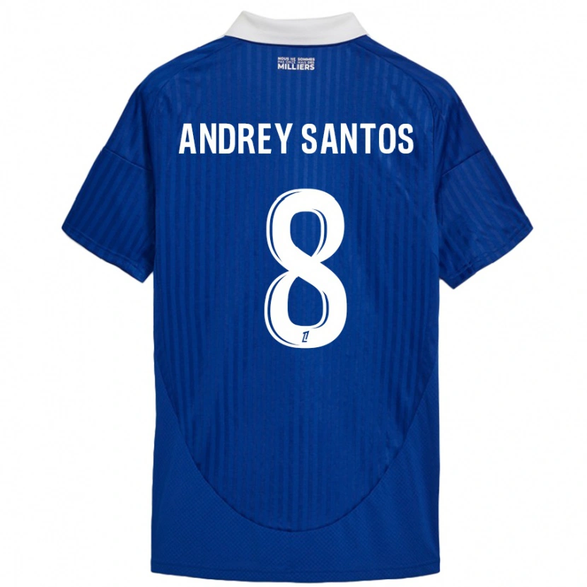 Danxen Barn Andrey Santos #8 Blå Vit Hemmatröja Matchtröjor 2024/25 Tröjor T-Tröja