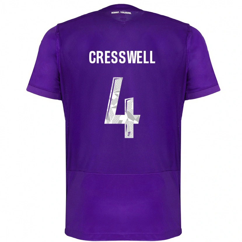 Danxen Barn Charlie Cresswell #4 Lila Vit Hemmatröja Matchtröjor 2024/25 Tröjor T-Tröja