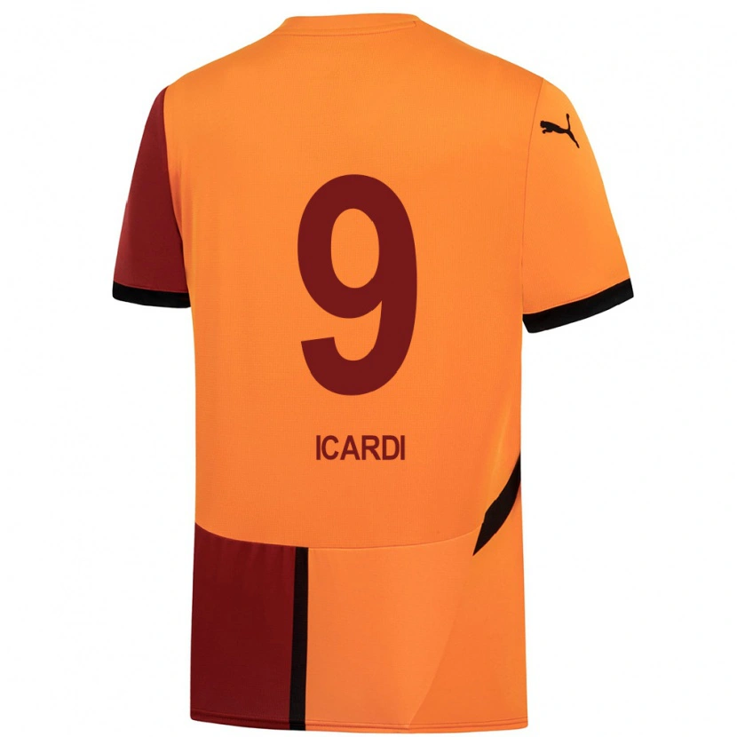 Danxen Barn Mauro Icardi #9 Gul Röd Hemmatröja Matchtröjor 2024/25 Tröjor T-Tröja