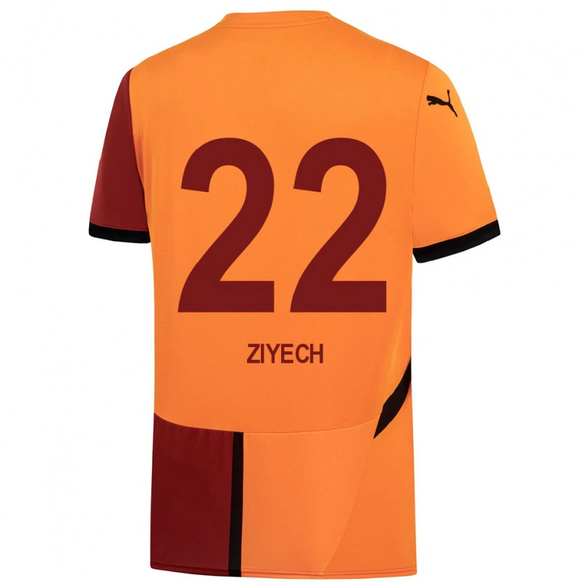 Danxen Barn Hakim Ziyech #22 Gul Röd Hemmatröja Matchtröjor 2024/25 Tröjor T-Tröja