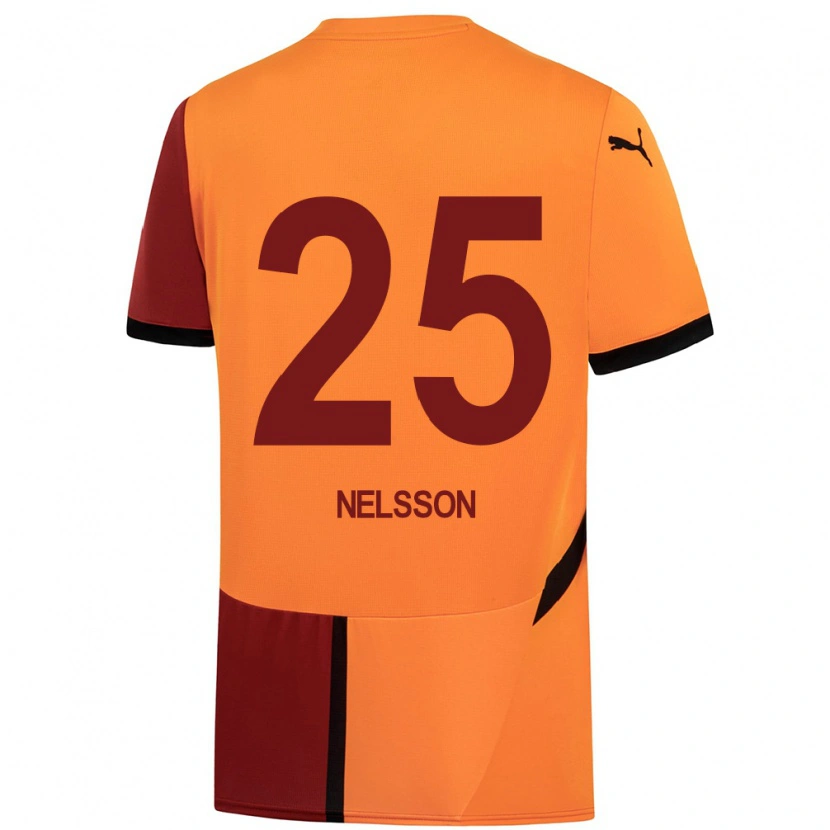 Danxen Barn Victor Nelsson #25 Gul Röd Hemmatröja Matchtröjor 2024/25 Tröjor T-Tröja
