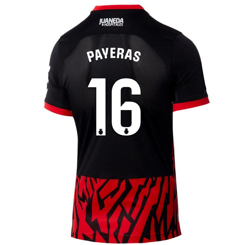 Danxen Barn Martí Payeras #16 Svart Röd Hemmatröja Matchtröjor 2024/25 Tröjor T-Tröja