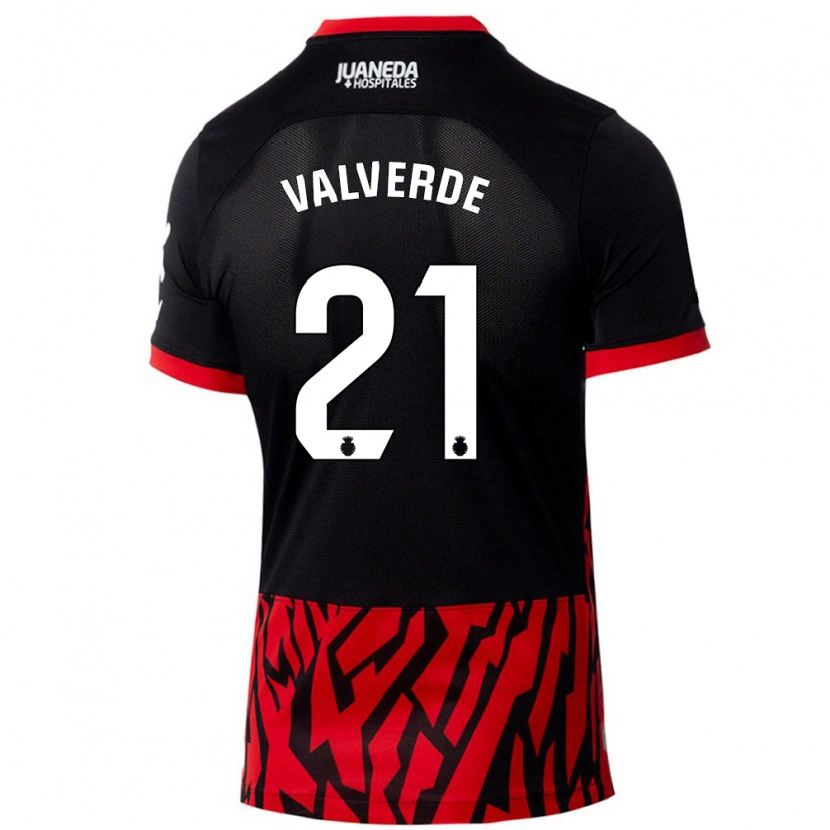 Danxen Barn David Valverde #21 Svart Röd Hemmatröja Matchtröjor 2024/25 Tröjor T-Tröja