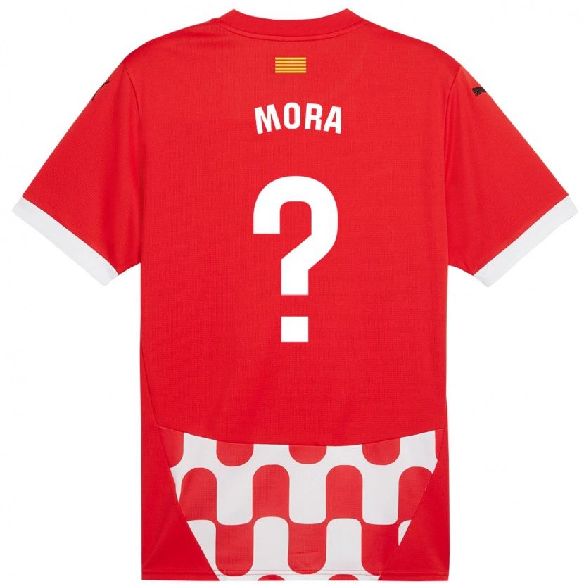 Danxen Barn Adrià Mora #0 Röd Vit Hemmatröja Matchtröjor 2024/25 Tröjor T-Tröja
