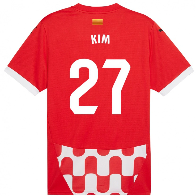 Danxen Barn Min-Su Kim #27 Röd Vit Hemmatröja Matchtröjor 2024/25 Tröjor T-Tröja