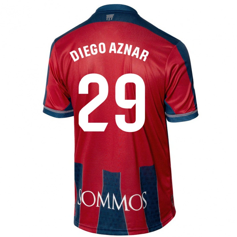 Danxen Barn Diego Aznar #29 Röd Blå Hemmatröja Matchtröjor 2024/25 Tröjor T-Tröja