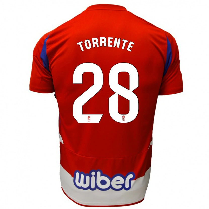 Danxen Barn Raúl Torrente #28 Röd Vit Blå Hemmatröja Matchtröjor 2024/25 Tröjor T-Tröja
