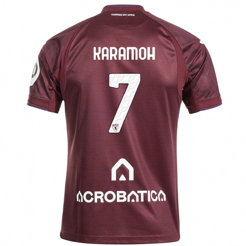 Danxen Barn Yann Karamoh #7 Rödbrun Vit Hemmatröja Matchtröjor 2024/25 Tröjor T-Tröja