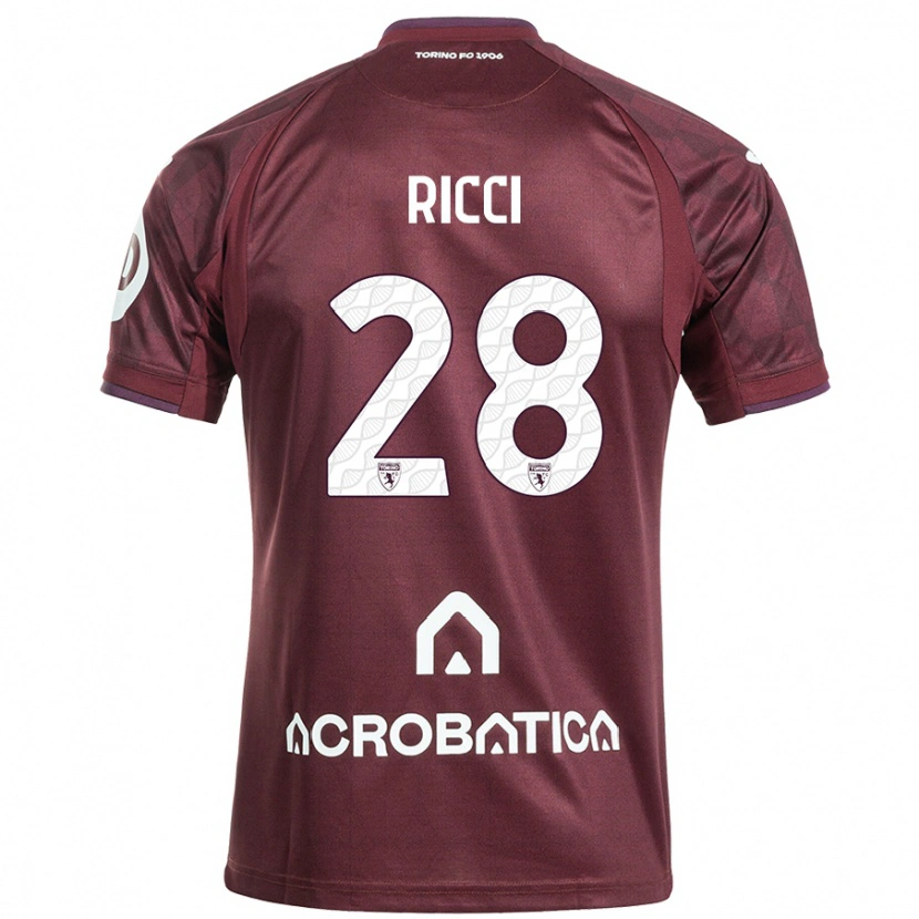 Danxen Barn Samuele Ricci #28 Rödbrun Vit Hemmatröja Matchtröjor 2024/25 Tröjor T-Tröja