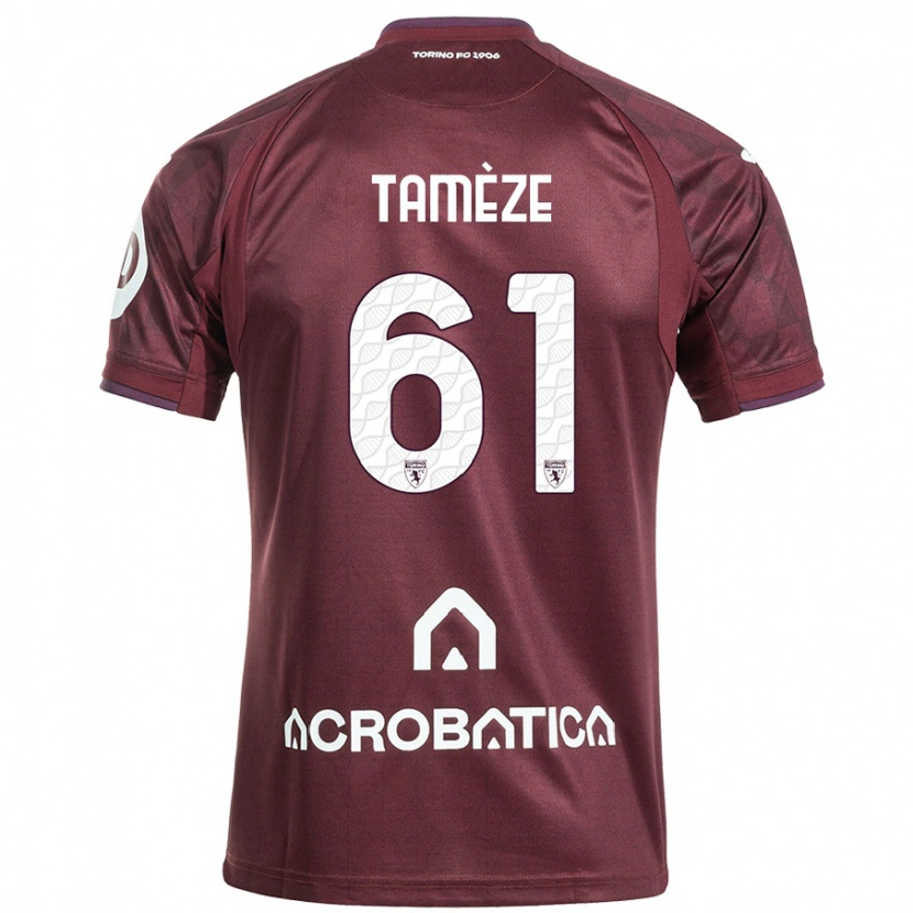 Danxen Barn Adrien Tamèze #61 Rödbrun Vit Hemmatröja Matchtröjor 2024/25 Tröjor T-Tröja