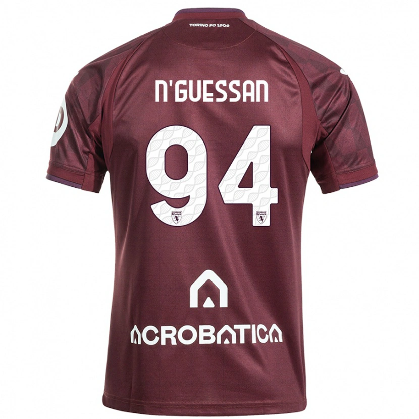 Danxen Barn Ange Caumenan N'guessan #94 Rödbrun Vit Hemmatröja Matchtröjor 2024/25 Tröjor T-Tröja