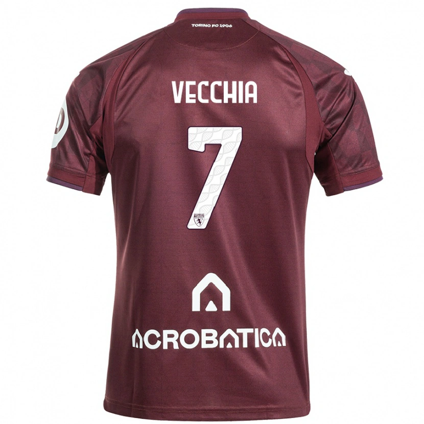Danxen Barn Marco Dalla Vecchia #7 Rödbrun Vit Hemmatröja Matchtröjor 2024/25 Tröjor T-Tröja