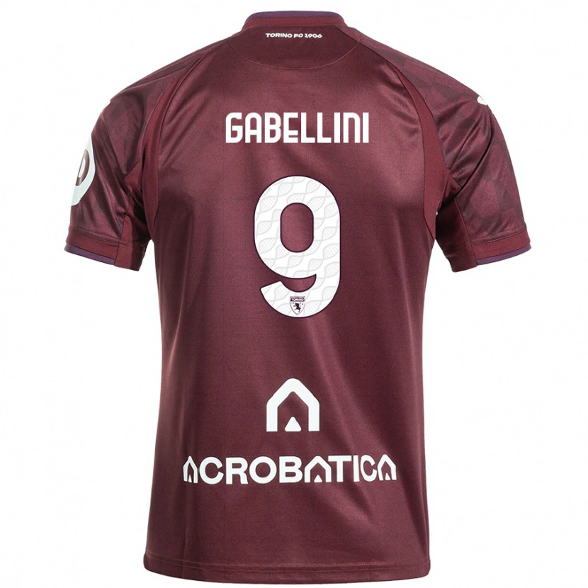 Danxen Barn Tommaso Gabellini #9 Rödbrun Vit Hemmatröja Matchtröjor 2024/25 Tröjor T-Tröja