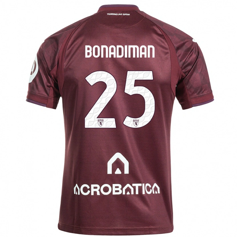 Danxen Barn Matteo Bonadiman #25 Rödbrun Vit Hemmatröja Matchtröjor 2024/25 Tröjor T-Tröja