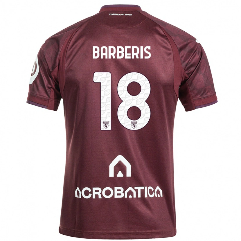 Danxen Barn Laura Barberis #18 Rödbrun Vit Hemmatröja Matchtröjor 2024/25 Tröjor T-Tröja