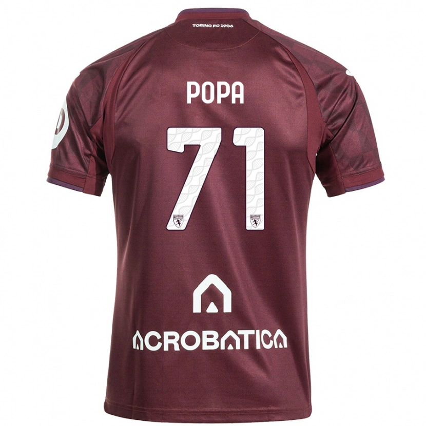 Danxen Barn Mihai Popa #71 Rödbrun Vit Hemmatröja Matchtröjor 2024/25 Tröjor T-Tröja