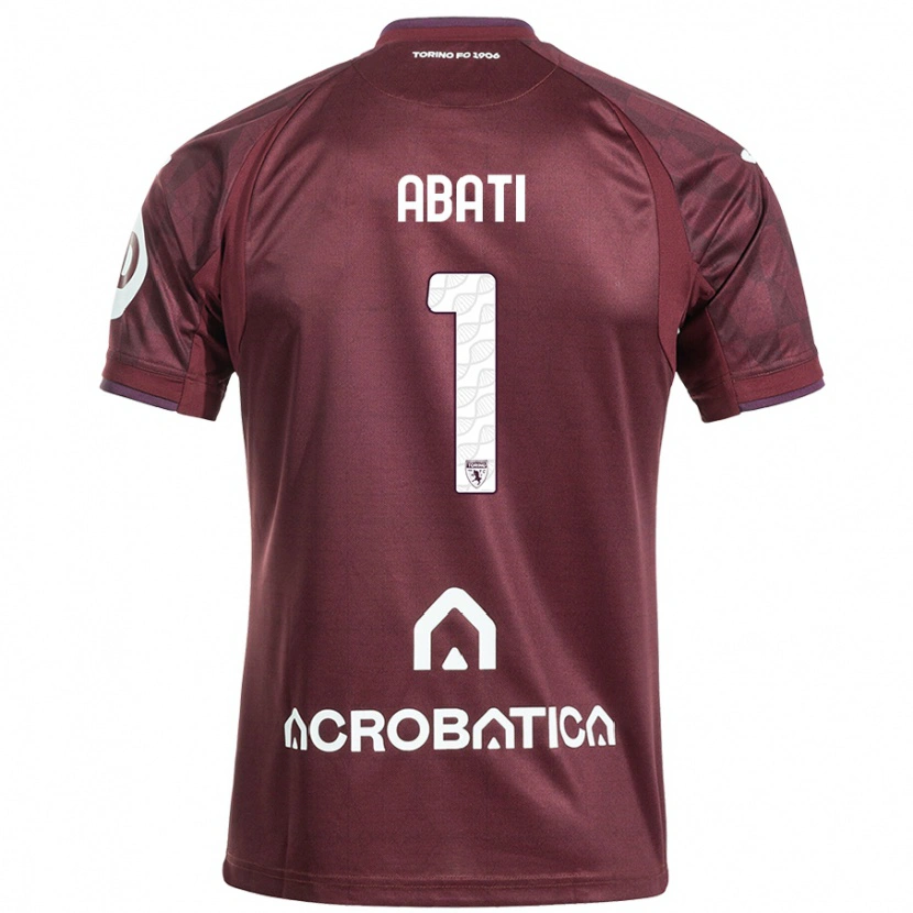 Danxen Barn Lorenzo Abati #1 Rödbrun Vit Hemmatröja Matchtröjor 2024/25 Tröjor T-Tröja