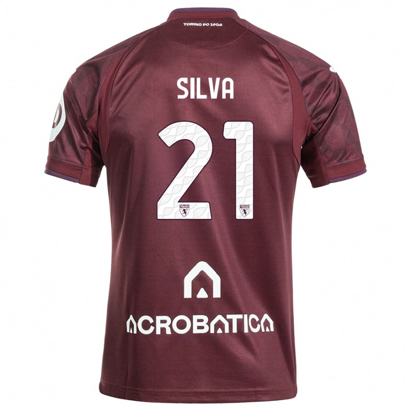 Danxen Barn Jonathan Silva #21 Rödbrun Vit Hemmatröja Matchtröjor 2024/25 Tröjor T-Tröja