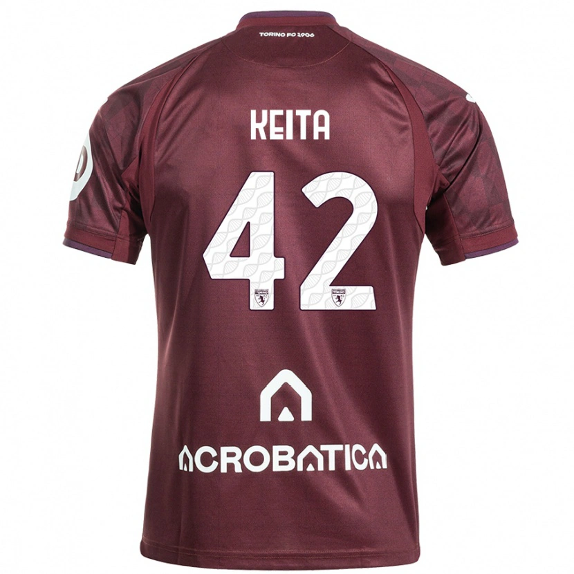 Danxen Barn Karamoko Keita #42 Rödbrun Vit Hemmatröja Matchtröjor 2024/25 Tröjor T-Tröja