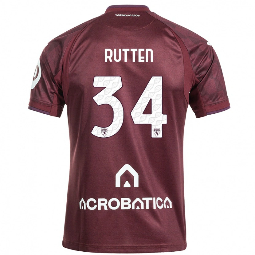 Danxen Barn Jill Rutten #34 Rödbrun Vit Hemmatröja Matchtröjor 2024/25 Tröjor T-Tröja