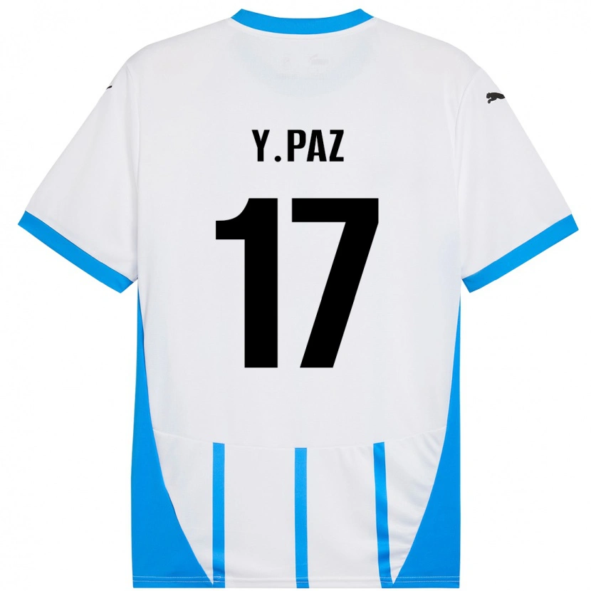 Danxen Barn Yeferson Paz #17 Vit Blå Bortatröja Matchtröjor 2024/25 Tröjor T-Tröja