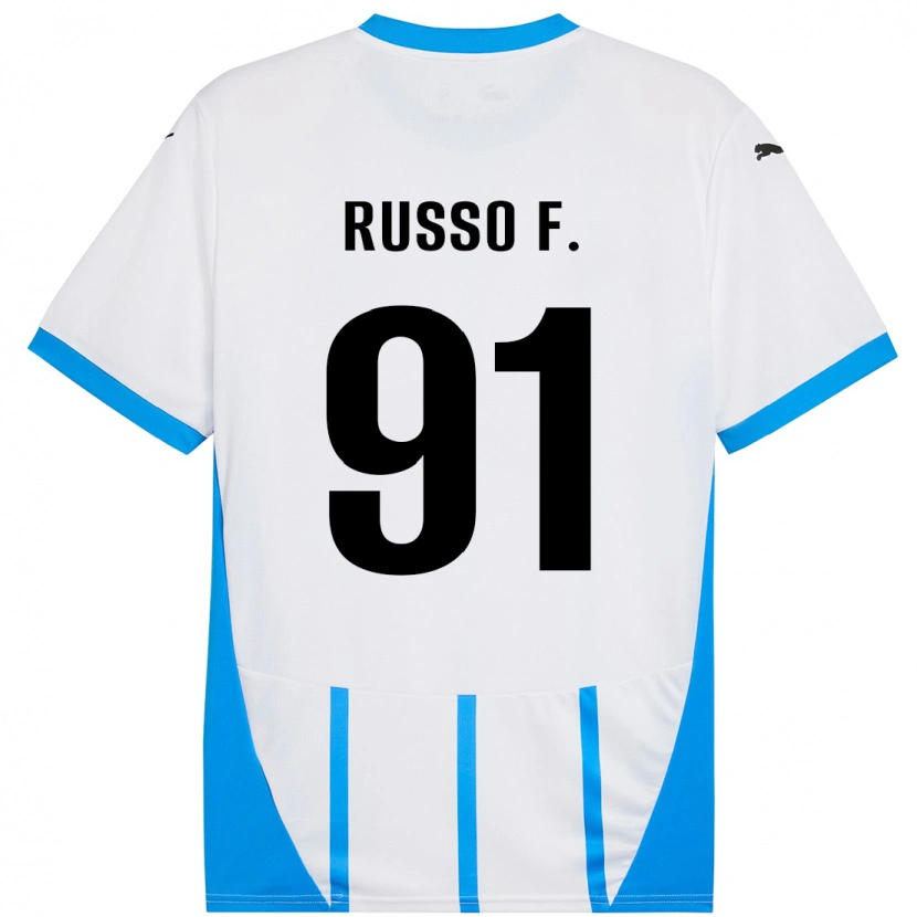 Danxen Barn Flavio Russo #91 Vit Blå Bortatröja Matchtröjor 2024/25 Tröjor T-Tröja