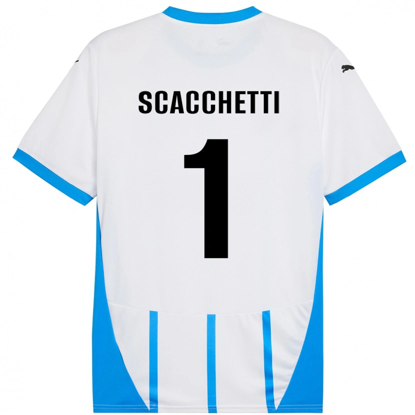 Danxen Barn Alessandro Scacchetti #1 Vit Blå Bortatröja Matchtröjor 2024/25 Tröjor T-Tröja