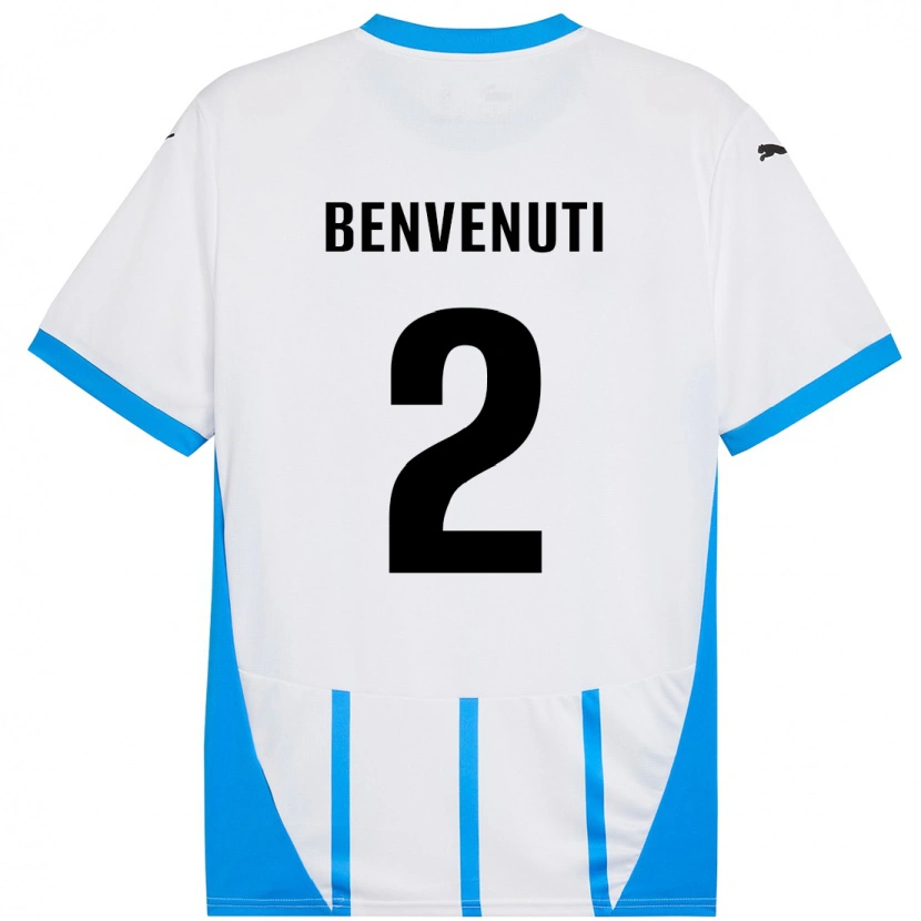 Danxen Barn Giacomo Benvenuti #2 Vit Blå Bortatröja Matchtröjor 2024/25 Tröjor T-Tröja