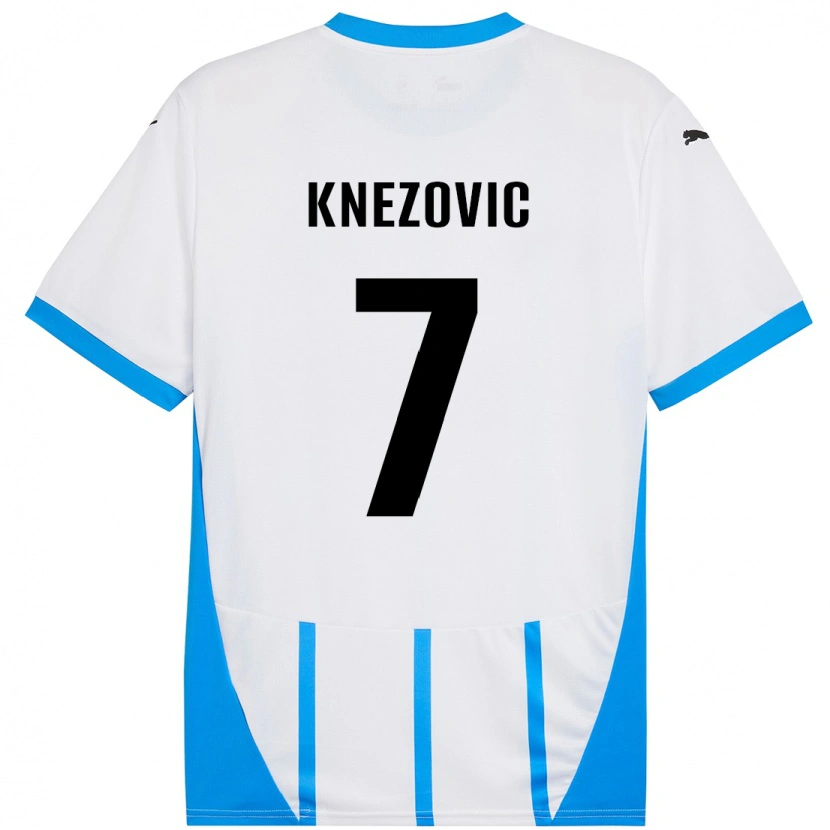 Danxen Barn Borna Knezovic #7 Vit Blå Bortatröja Matchtröjor 2024/25 Tröjor T-Tröja
