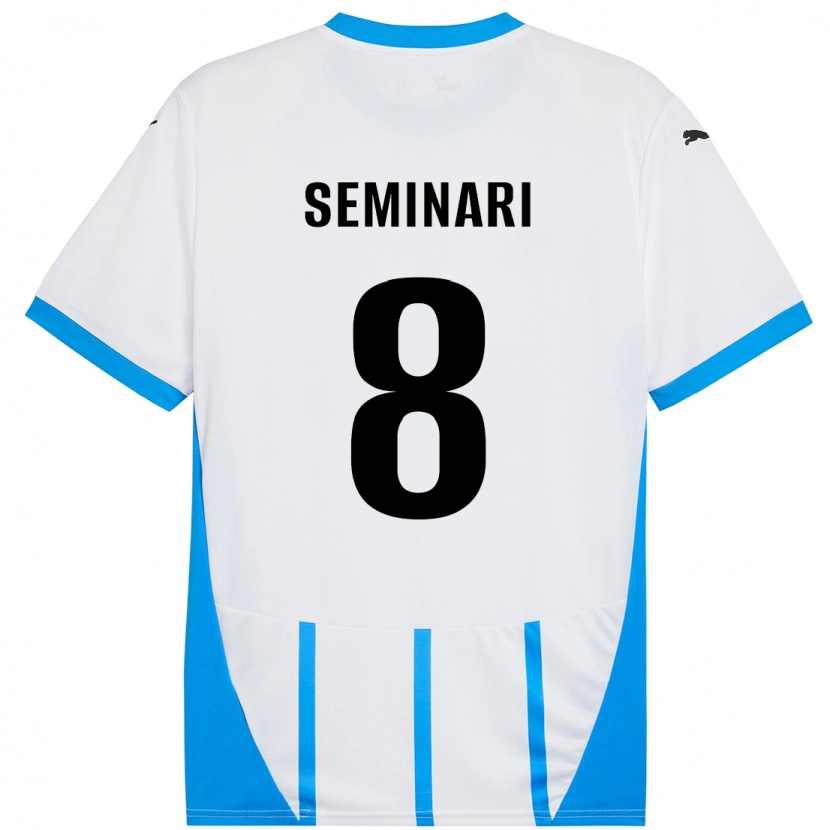 Danxen Barn Giacomo Seminari #8 Vit Blå Bortatröja Matchtröjor 2024/25 Tröjor T-Tröja