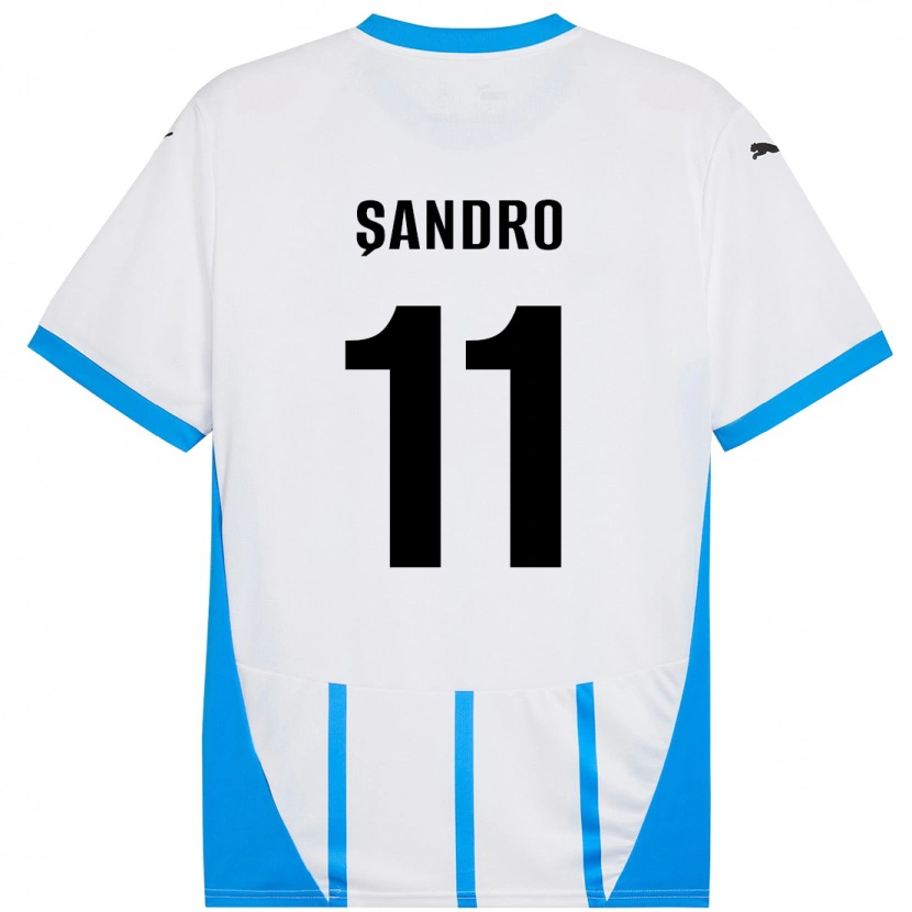 Danxen Barn Denis Șandro #11 Vit Blå Bortatröja Matchtröjor 2024/25 Tröjor T-Tröja