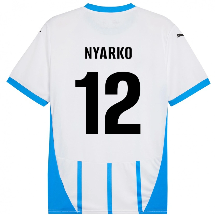 Danxen Barn Lorenzo Nyarko #12 Vit Blå Bortatröja Matchtröjor 2024/25 Tröjor T-Tröja