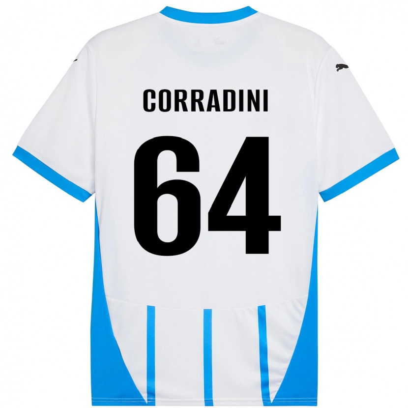Danxen Barn Francesco Corradini #64 Vit Blå Bortatröja Matchtröjor 2024/25 Tröjor T-Tröja