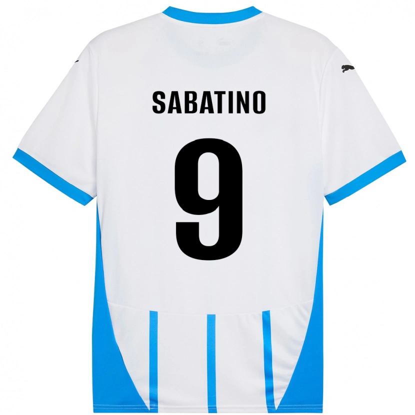 Danxen Barn Daniela Sabatino #9 Vit Blå Bortatröja Matchtröjor 2024/25 Tröjor T-Tröja