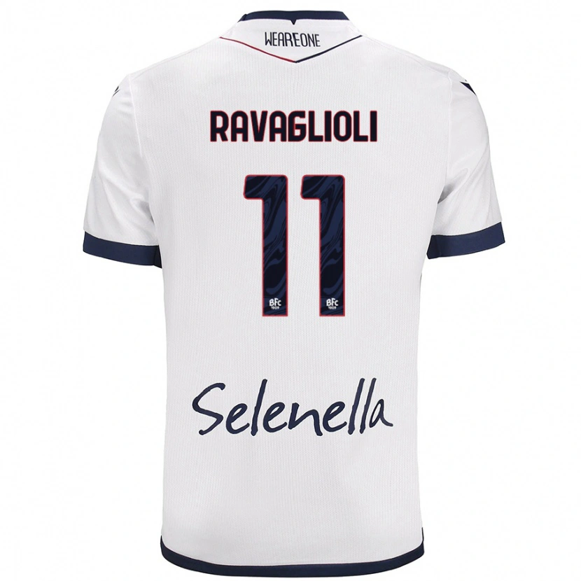 Danxen Barn Tommaso Ravaglioli #11 Vit Kungsblå Bortatröja Matchtröjor 2024/25 Tröjor T-Tröja