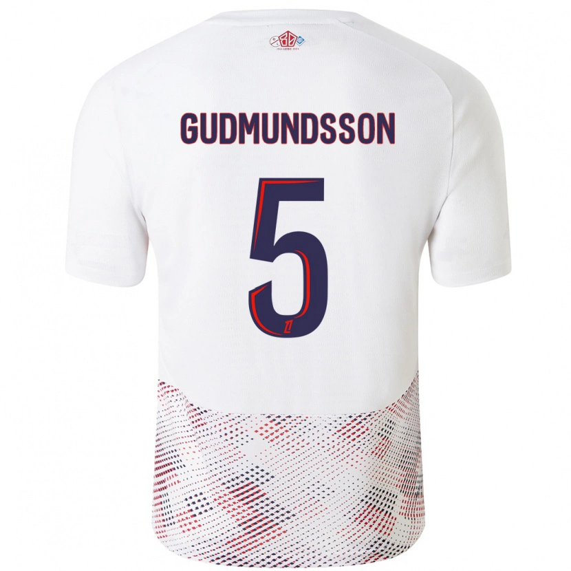 Danxen Barn Gabriel Gudmundsson #5 Vit Kungsblå Bortatröja Matchtröjor 2024/25 Tröjor T-Tröja
