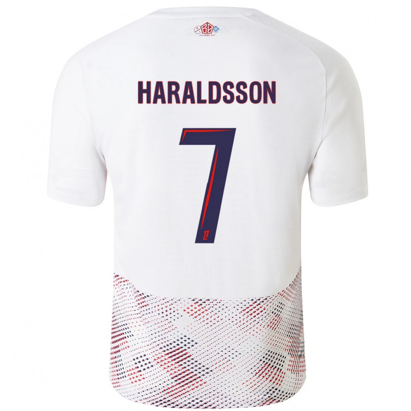 Danxen Barn Hákon Arnar Haraldsson #7 Vit Kungsblå Bortatröja Matchtröjor 2024/25 Tröjor T-Tröja