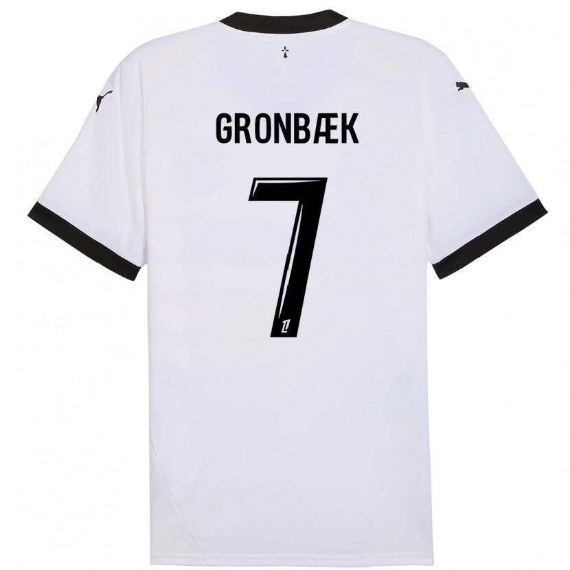Danxen Barn Albert Grønbaek #7 Vit Svart Bortatröja Matchtröjor 2024/25 Tröjor T-Tröja