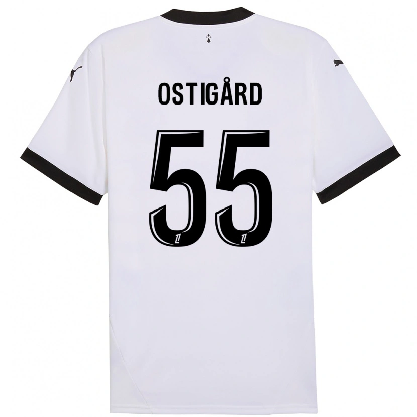 Danxen Barn Leo Østigård #55 Vit Svart Bortatröja Matchtröjor 2024/25 Tröjor T-Tröja