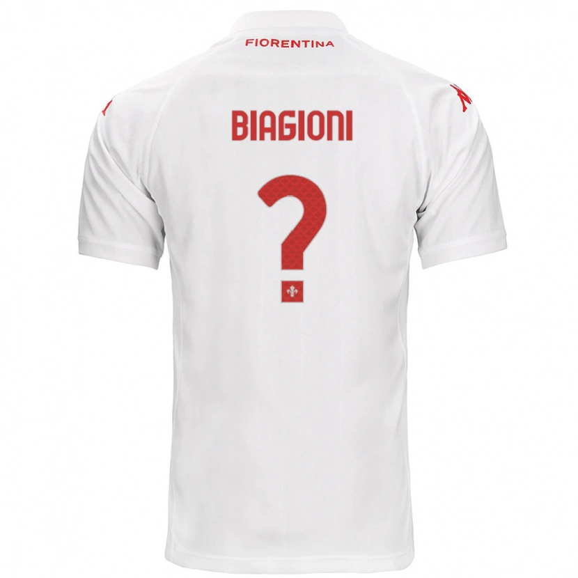 Danxen Barn Lorenzo Biagioni #0 Vit Bortatröja Matchtröjor 2024/25 Tröjor T-Tröja