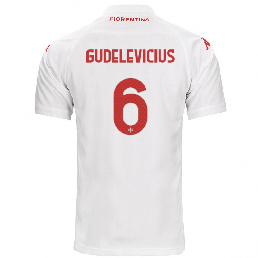 Danxen Barn Ernestas Gudelevicius #6 Vit Bortatröja Matchtröjor 2024/25 Tröjor T-Tröja