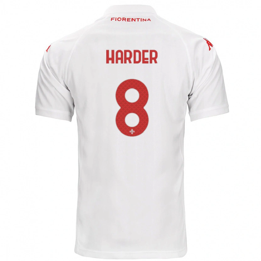 Danxen Barn Jonas Harder #8 Vit Bortatröja Matchtröjor 2024/25 Tröjor T-Tröja
