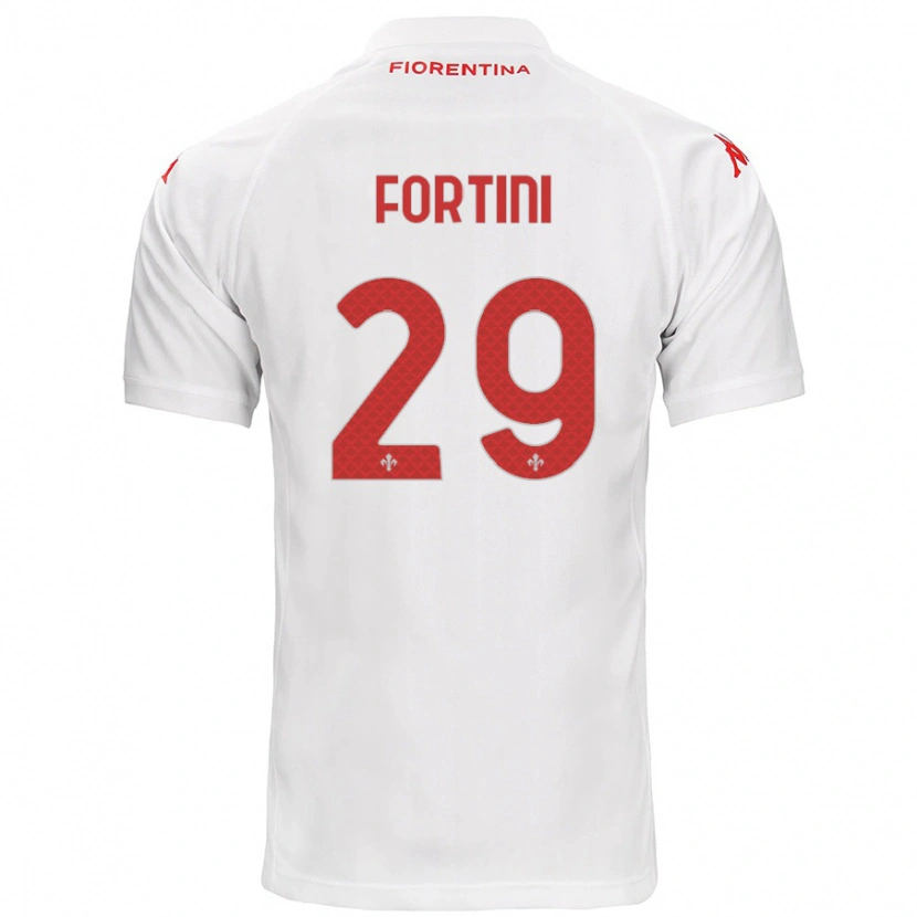 Danxen Barn Niccolò Fortini #29 Vit Bortatröja Matchtröjor 2024/25 Tröjor T-Tröja