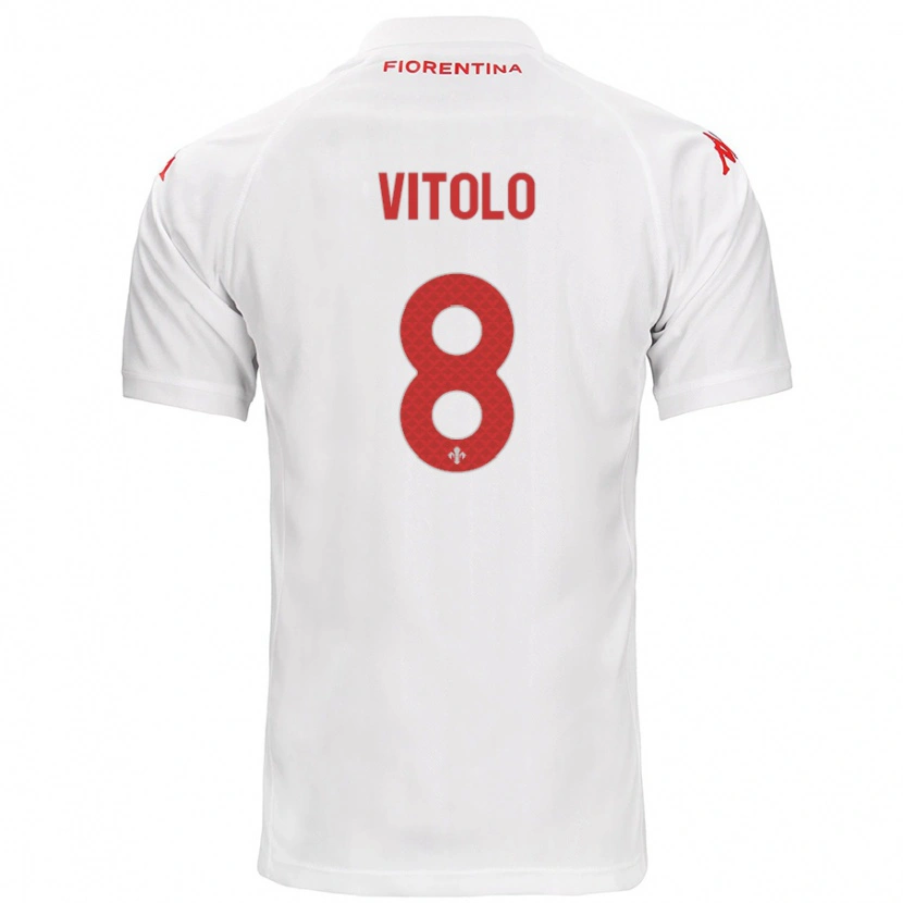 Danxen Barn Federico Vitolo #8 Vit Bortatröja Matchtröjor 2024/25 Tröjor T-Tröja