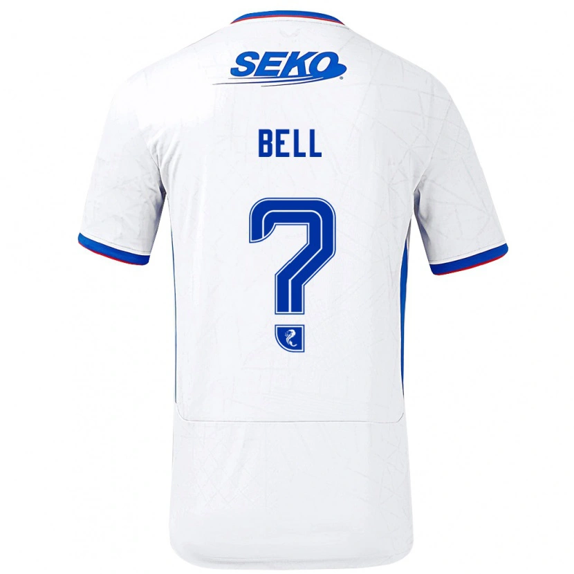 Danxen Barn Cameron Bell #0 Vit Blå Bortatröja Matchtröjor 2024/25 Tröjor T-Tröja