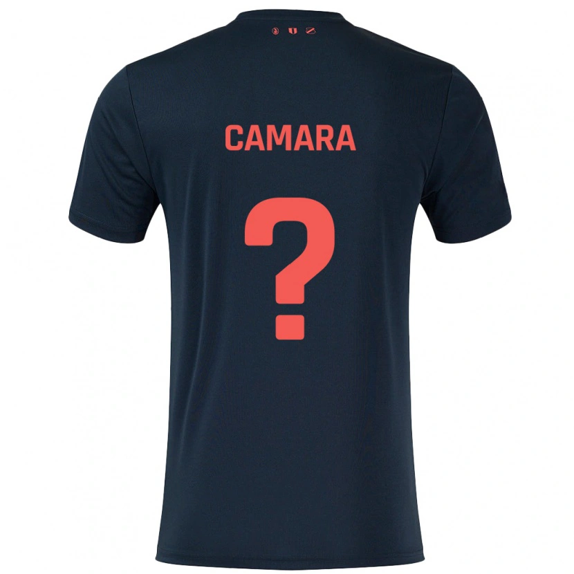 Danxen Barn Lamine Camara #0 Svart Röd Bortatröja Matchtröjor 2024/25 Tröjor T-Tröja